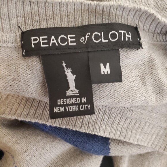 Peace of Cloth Argyle Sweater Cotton Cashmere Layered V neck Sweater Gray Sz M - Picture 4 of 5